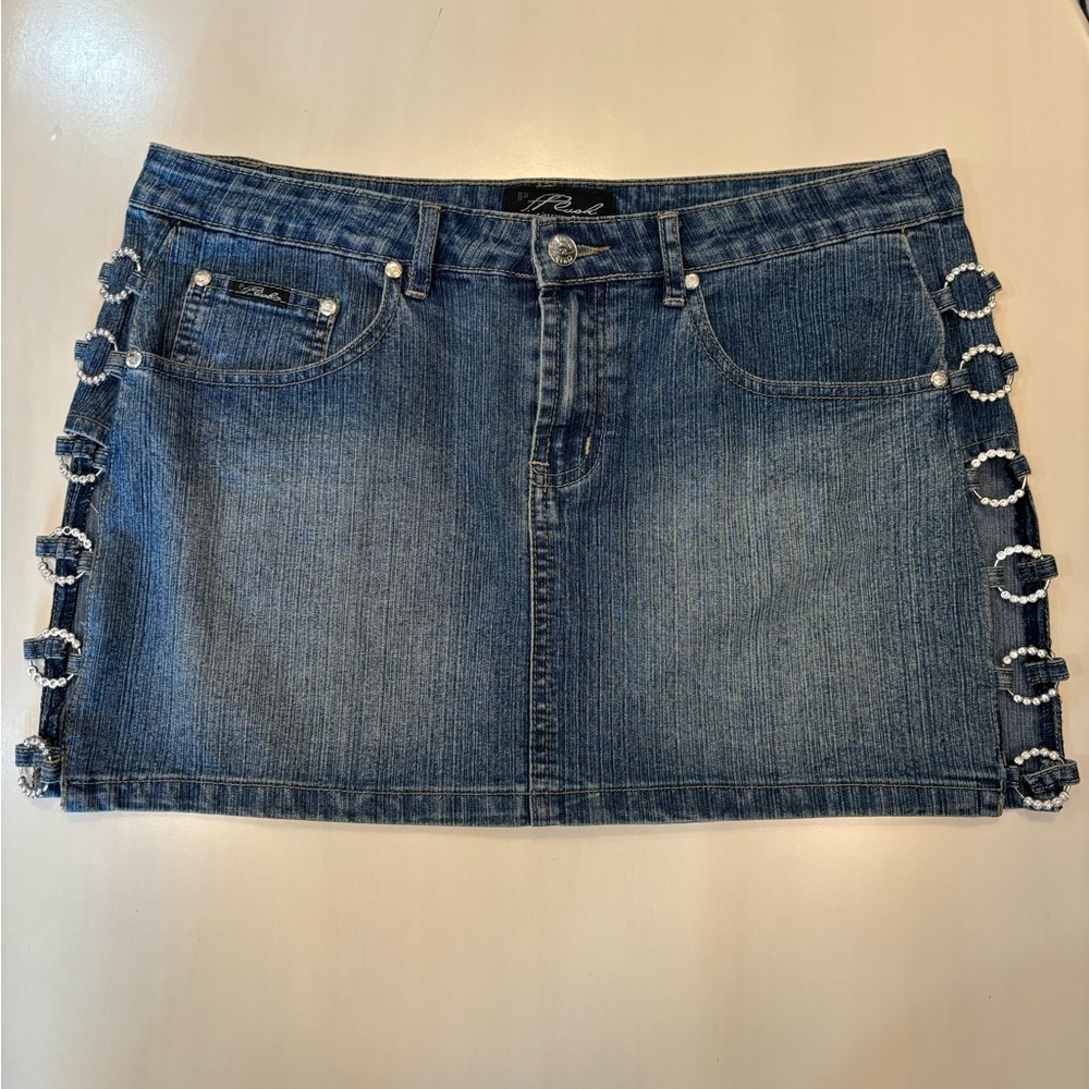 Platinum Plush Denim Cutout Skirt